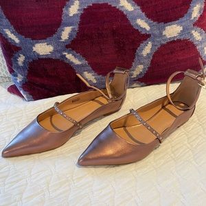 Halston Heritage Rose Gold Ankle Wrap Flats